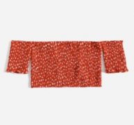 Ditsy Floral Off The Shoulder Shirred Crop Top