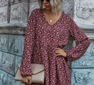 Ditsy Floral Peasant Sleeve Smock Dress