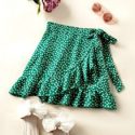 Ditsy Floral Ruffle Trim Wrap Knot Skirt