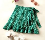 Ditsy Floral Ruffle Trim Wrap Knot Skirt