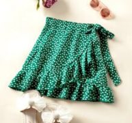 Ditsy Floral Ruffle Trim Wrap Knot Skirt
