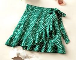 Ditsy Floral Ruffle Trim Wrap Knot Skirt