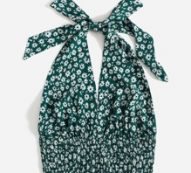 Ditsy Floral Shirred Crop Halter Top