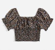 Ditsy Floral Shirred Knot Crop Top
