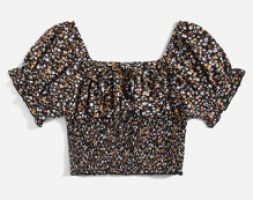 Ditsy Floral Shirred Knot Crop Top