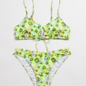 Ditsy Floral Tie Front Bikini Swimsuit