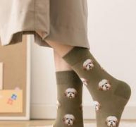 Dog Print Crew Socks