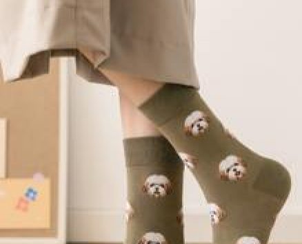 Dog Print Crew Socks