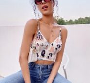 Dog Print Crop Cami Top
