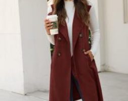 Double Breasted Pocket Side Vest Coat