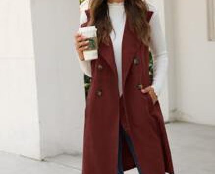Double Breasted Pocket Side Vest Coat