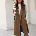 Double Breasted Pocket Side Vest Coat