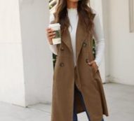 Double Breasted Pocket Side Vest Coat