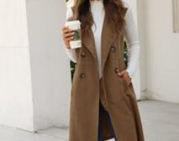 Double Breasted Pocket Side Vest Coat