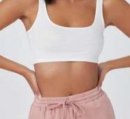 Double Scoop Neck Solid Crop Tank Top
