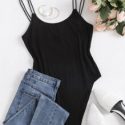 Double Strap Solid Bodysuit