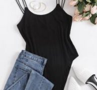 Double Strap Solid Bodysuit