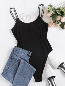 Double Strap Solid Bodysuit