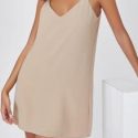 Double V-neck Solid Slip Dress