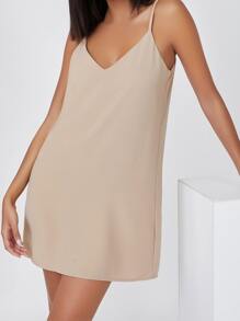 Double V-neck Solid Slip Dress