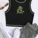 Dragon Print Topstitching Tank Top