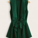 Draped Collar Self Belted Vest