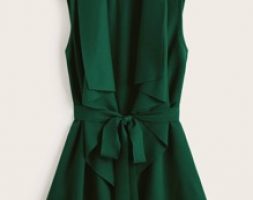 Draped Collar Self Belted Vest