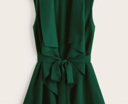 Draped Collar Self Belted Vest