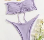 Drawstring Front Bandeau Bikini Swimsuit
