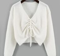Drawstring Front Drop Shoulder Sweater
