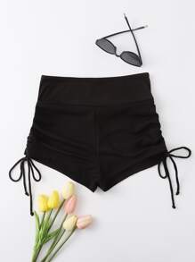 Drawstring Rib Bikini Bottom