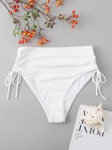 Drawstring Rib Bikini Bottom