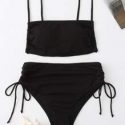 Drawstring Rib Bikini Swimsuit