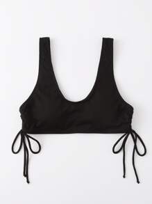 Drawstring Rib Bikini Top