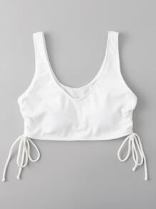 Drawstring Rib Bikini Top