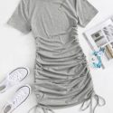 Drawstring Side Tee Dress