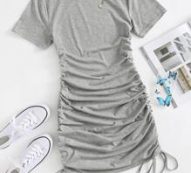 Drawstring Side Tee Dress