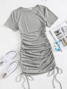 Drawstring Side Tee Dress