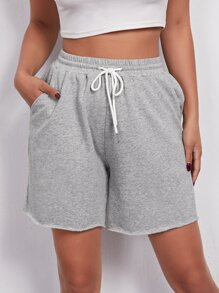 Drawstring Solid Shorts