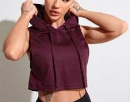 Drawstring Solid Sports Hoodie