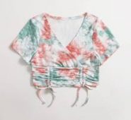 Drawstring Tie Dye Crop Top