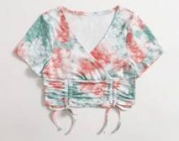 Drawstring Tie Dye Crop Top