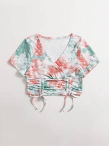 Drawstring Tie Dye Crop Top