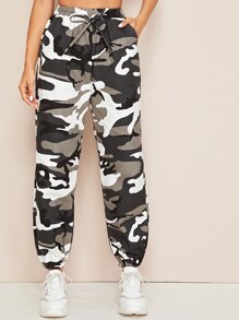 Drawstring Waist Camo Joggers