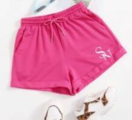 Drawstring Waist Letter Embroidery Track Shorts