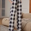 Drawstring Waist Plaid Pants