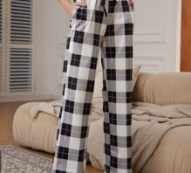 Drawstring Waist Plaid Pants