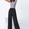 Drawstring Waist Slant Pocket Palazzo Pants