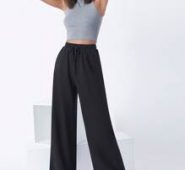 Drawstring Waist Slant Pocket Palazzo Pants