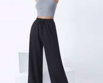 Drawstring Waist Slant Pocket Palazzo Pants